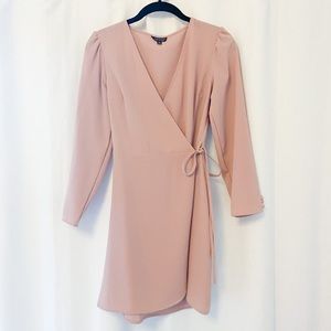 Topshop Long Sleeve Mini Wrap Dress